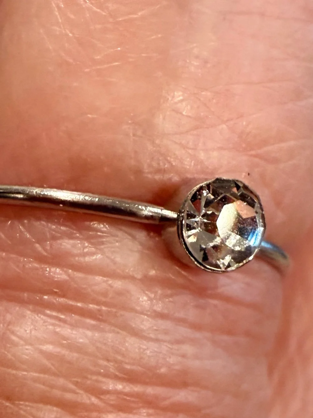 Silver tone Solitaire round cut Crystal Stackable Ring size 8